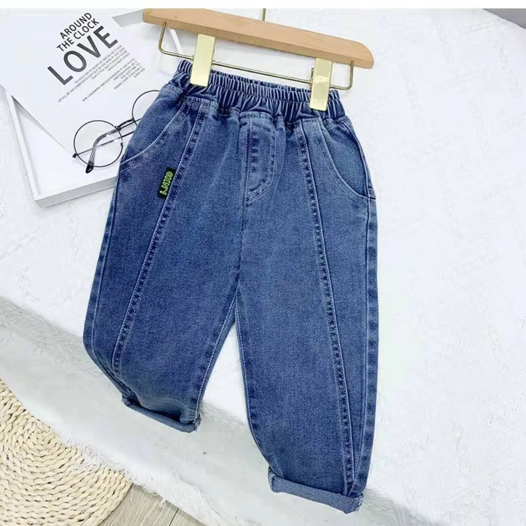 Spring Summer Kids Jeans Baby Boys Girls Jeans Casual Solid Denim Boys Harem Pants 1-7 Year Toddler Kids Casual Denim Trouser