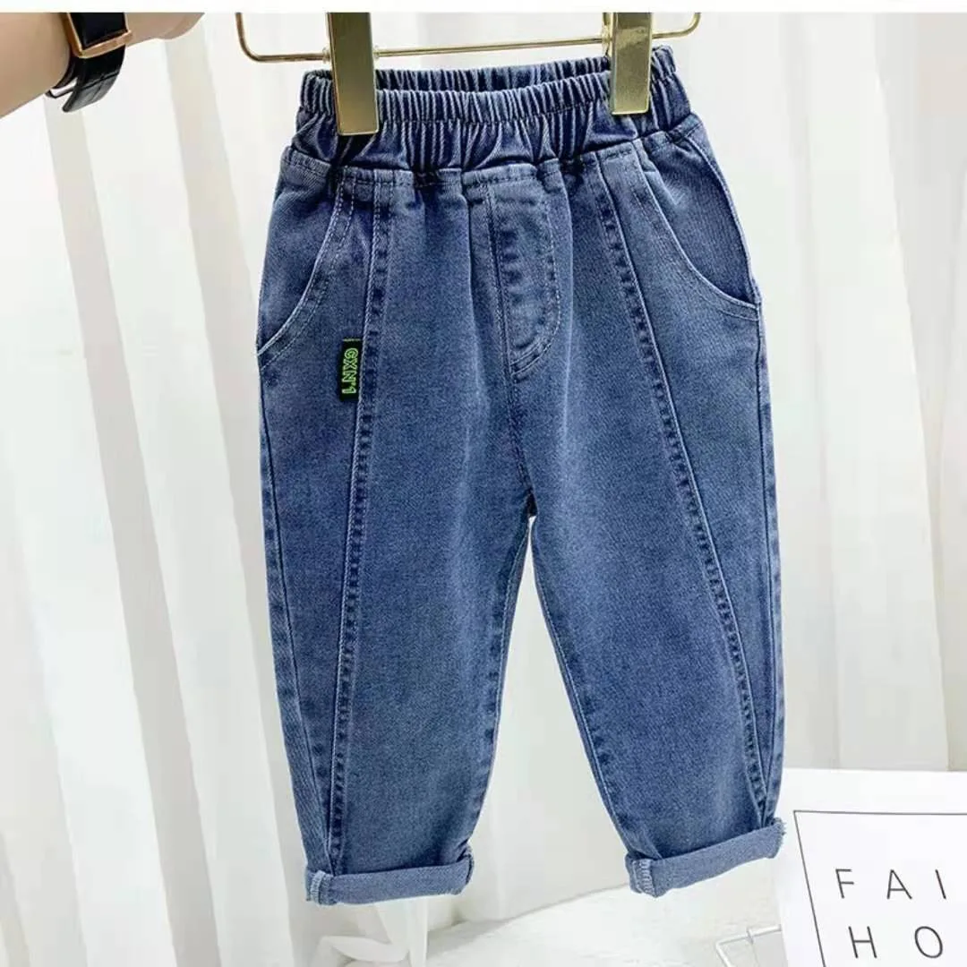 Spring Summer Kids Jeans Baby Boys Girls Jeans Casual Solid Denim Boys Harem Pants 1-7 Year Toddler Kids Casual Denim Trouser