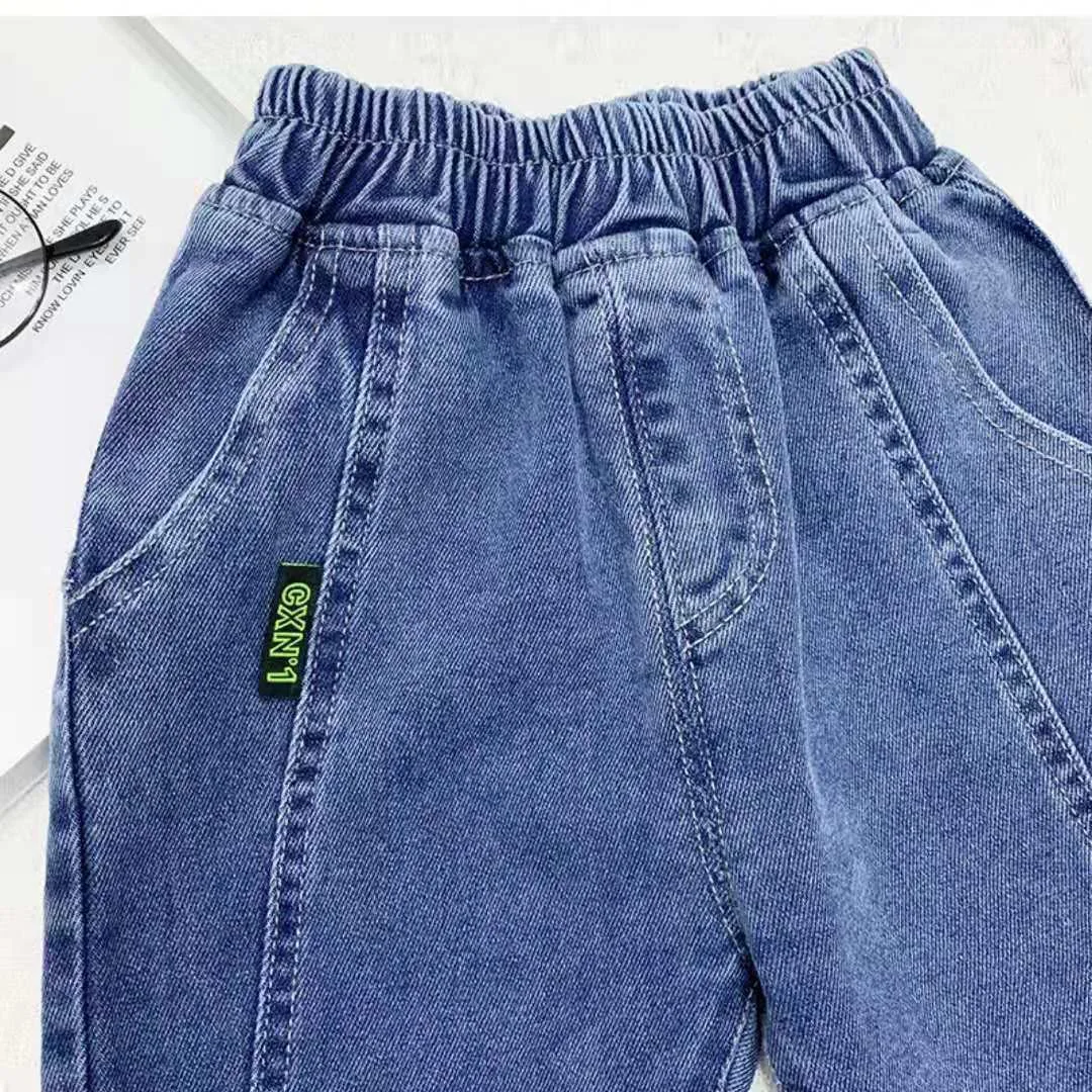 Spring Summer Kids Jeans Baby Boys Girls Jeans Casual Solid Denim Boys Harem Pants 1-7 Year Toddler Kids Casual Denim Trouser