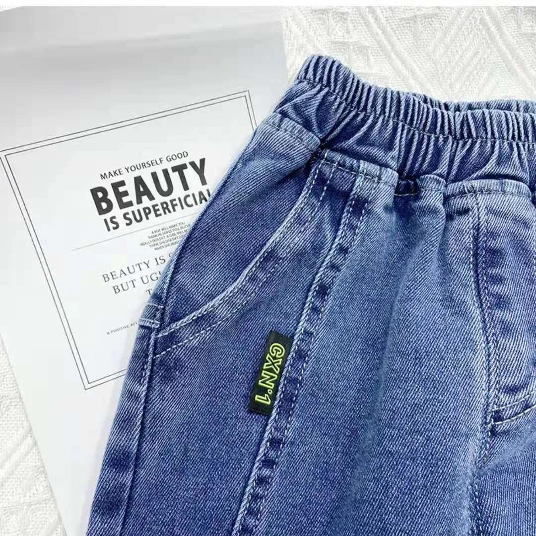 Spring Summer Kids Jeans Baby Boys Girls Jeans Casual Solid Denim Boys Harem Pants 1-7 Year Toddler Kids Casual Denim Trouser
