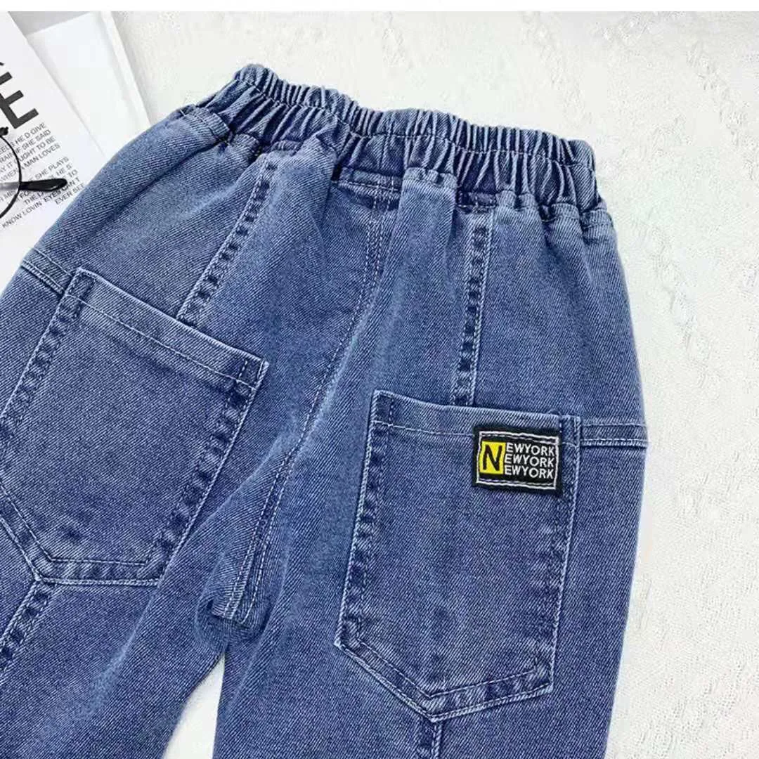 Spring Summer Kids Jeans Baby Boys Girls Jeans Casual Solid Denim Boys Harem Pants 1-7 Year Toddler Kids Casual Denim Trouser