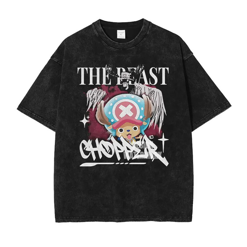 2026 Anime ONE PIECE Anime Nika Luffy Printed T-shirt Men's and Women's Washed T-shirt High Quality Vintage Cotton T-shirt Tops