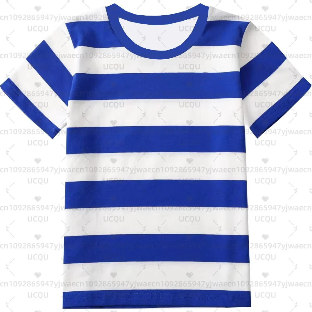 Girl's T-Shirt Rainbow Stripe Summer Casual Short Sleeve Tees Round Neck Kids Top Outdoor Adult Children's Clothing T-shirt