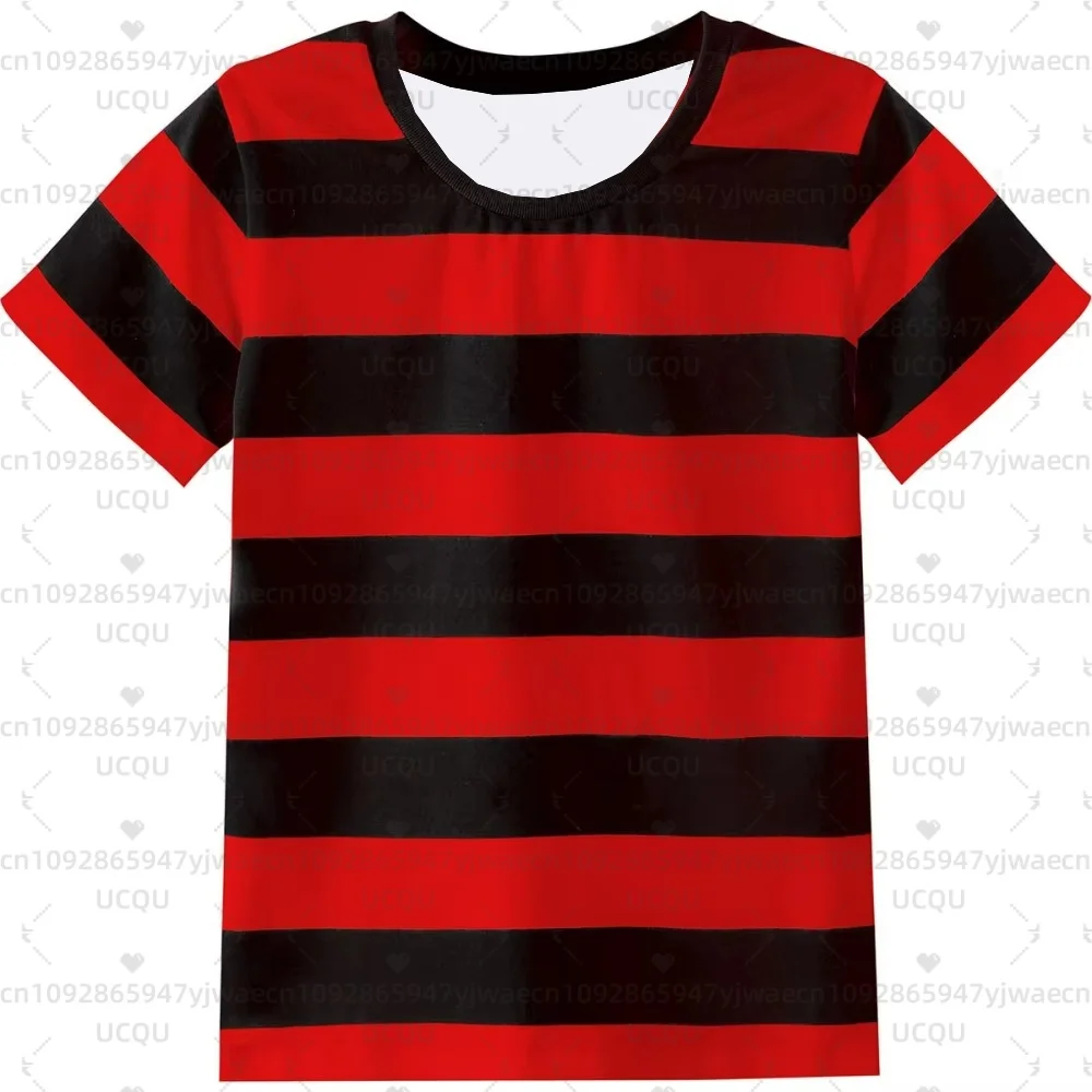 Girl's T-Shirt Rainbow Stripe Summer Casual Short Sleeve Tees Round Neck Kids Top Outdoor Adult Children's Clothing T-shirt