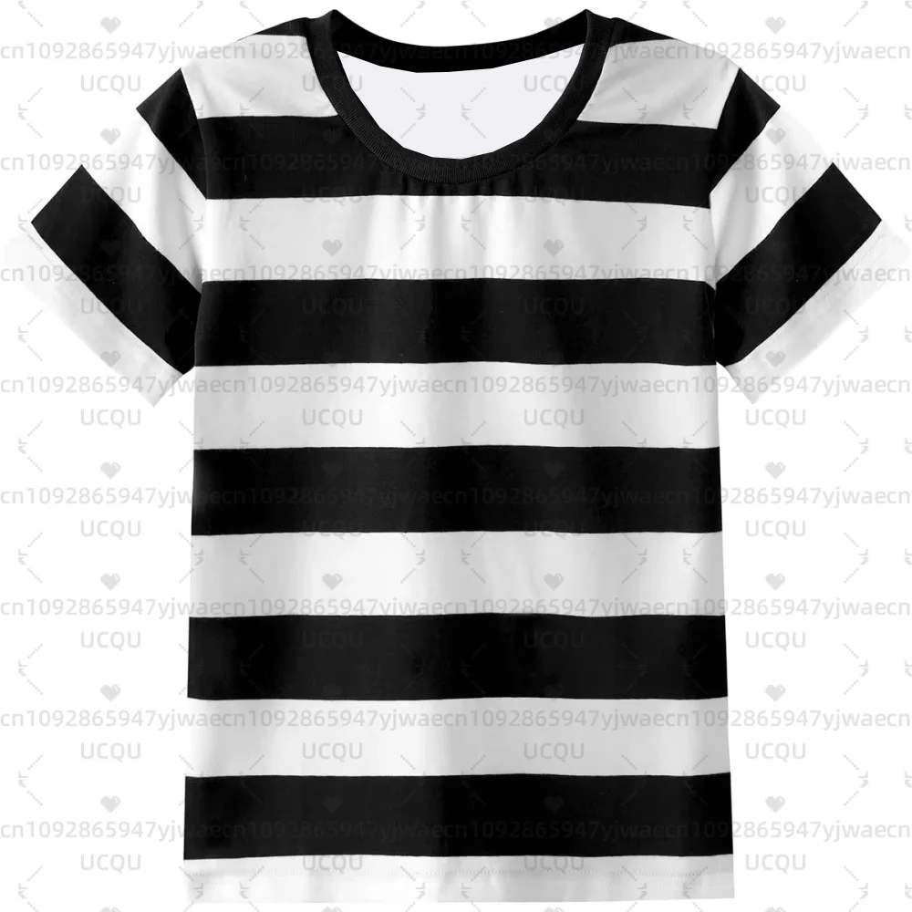 Girl's T-Shirt Rainbow Stripe Summer Casual Short Sleeve Tees Round Neck Kids Top Outdoor Adult Children's Clothing T-shirt
