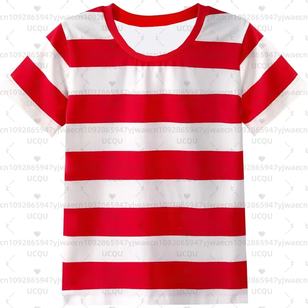 Girl's T-Shirt Rainbow Stripe Summer Casual Short Sleeve Tees Round Neck Kids Top Outdoor Adult Children's Clothing T-shirt