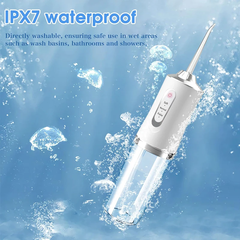 2026 New Model Oral Irrigator Portable Dental Water Flosser USB Rechargeable Water Jet Floss Tooth Pick 4 Jet Tip 220ml 3 Modes