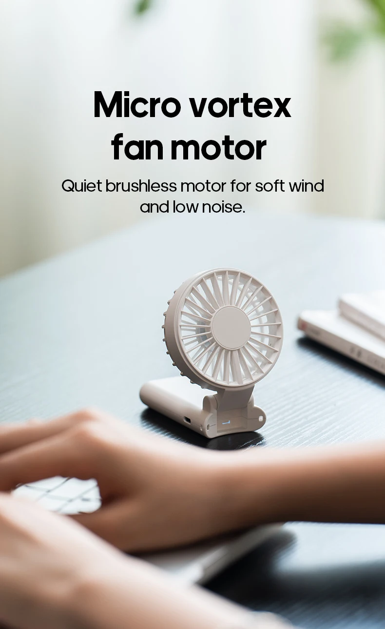 Portable Folding Handheld Fan 1800mAh Desktop Rechargeable Fan 4-speed Wind Angle Adjustable with LED Display for Outdoor Travel