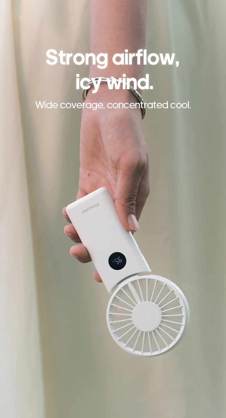 Portable Folding Handheld Fan 1800mAh Desktop Rechargeable Fan 4-speed Wind Angle Adjustable with LED Display for Outdoor Travel