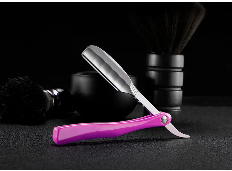 Japanese Manual Folding Hair Razor Holder Stainless Steel Shaving Eyebrow Knife for Feather Blade Hairdressing Tool