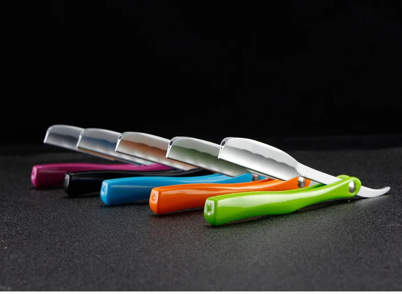 Japanese Manual Folding Hair Razor Holder Stainless Steel Shaving Eyebrow Knife for Feather Blade Hairdressing Tool