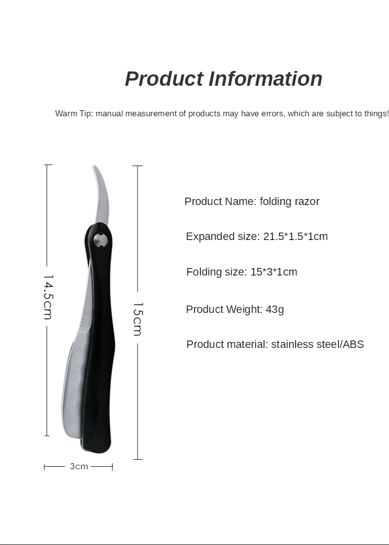 Japanese Manual Folding Hair Razor Holder Stainless Steel Shaving Eyebrow Knife for Feather Blade Hairdressing Tool
