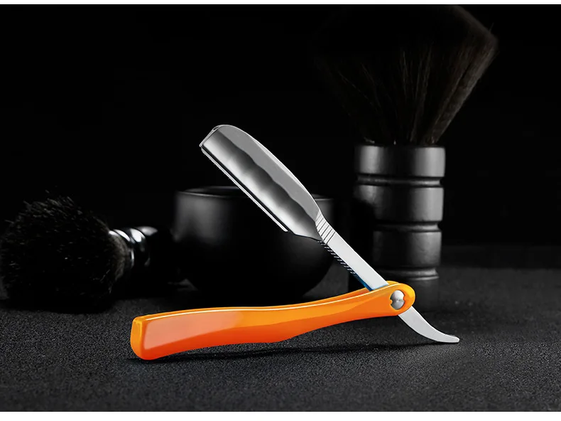 Japanese Manual Folding Hair Razor Holder Stainless Steel Shaving Eyebrow Knife for Feather Blade Hairdressing Tool