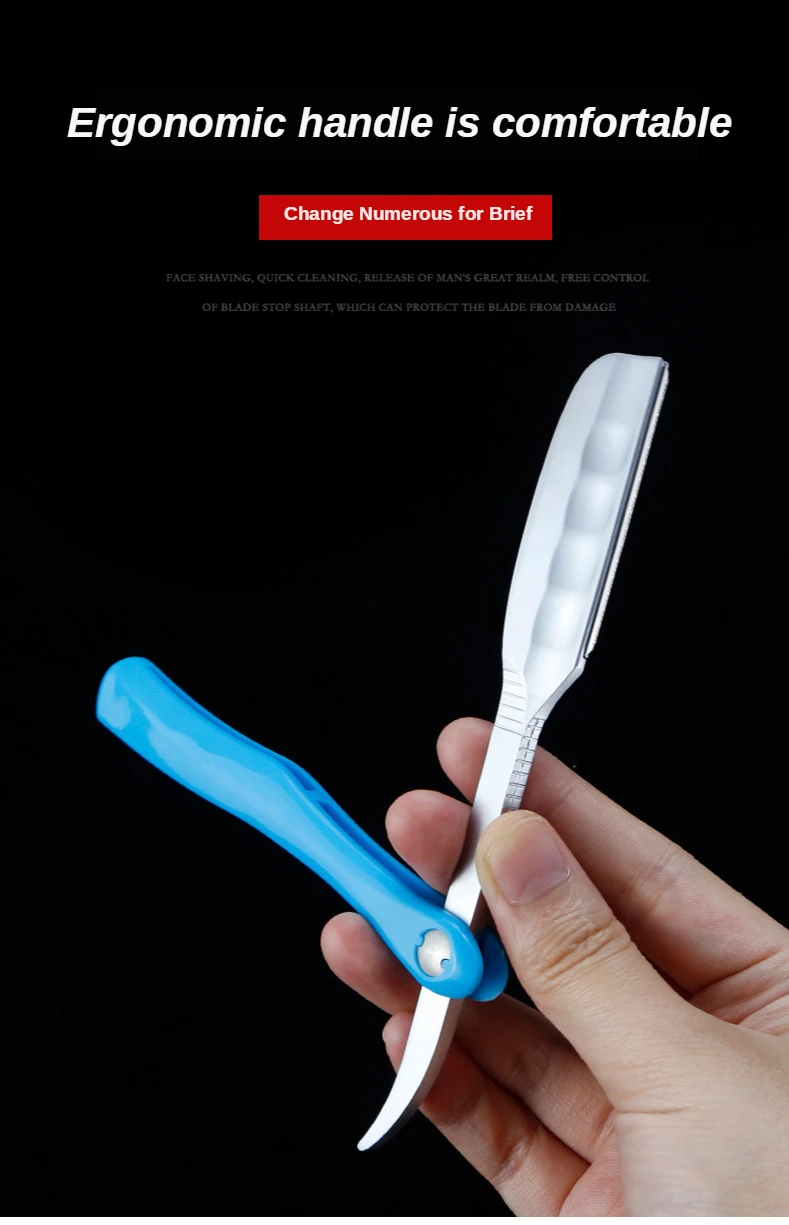 Japanese Manual Folding Hair Razor Holder Stainless Steel Shaving Eyebrow Knife for Feather Blade Hairdressing Tool