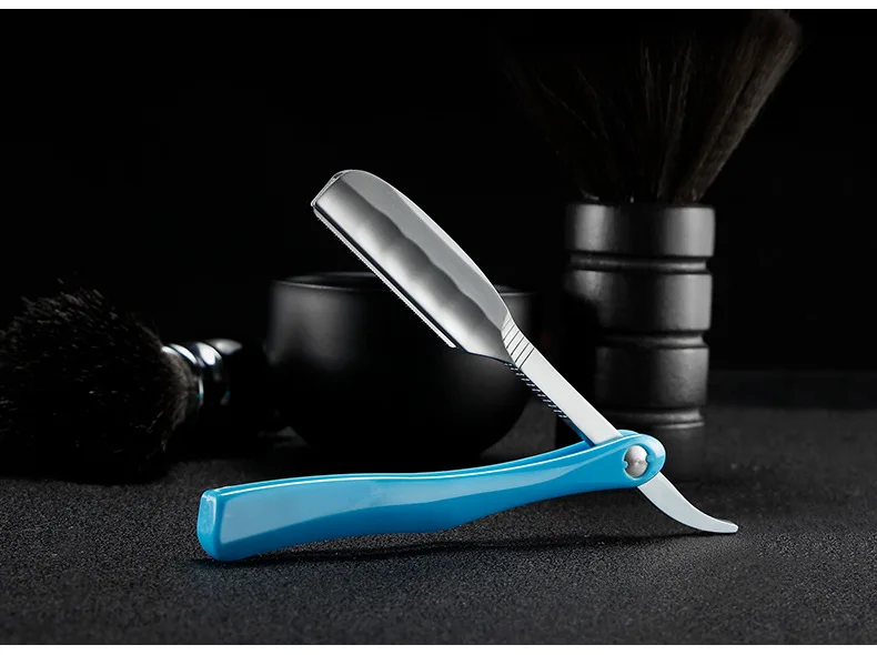 Japanese Manual Folding Hair Razor Holder Stainless Steel Shaving Eyebrow Knife for Feather Blade Hairdressing Tool