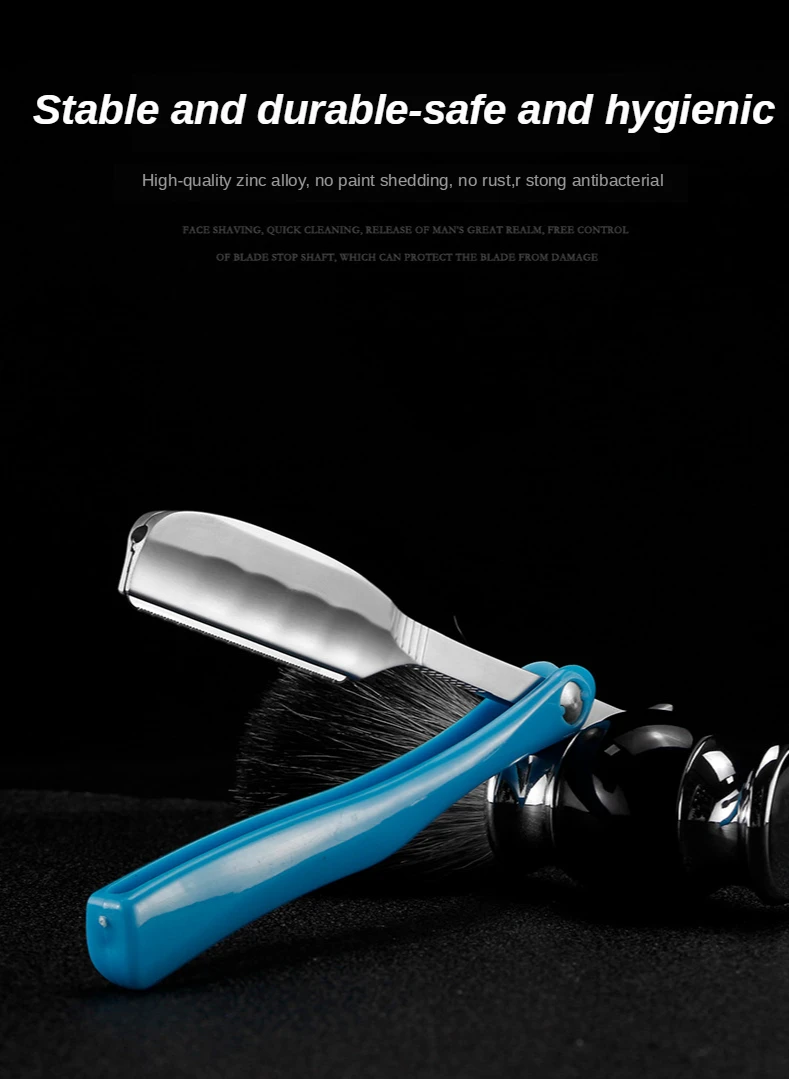 Japanese Manual Folding Hair Razor Holder Stainless Steel Shaving Eyebrow Knife for Feather Blade Hairdressing Tool