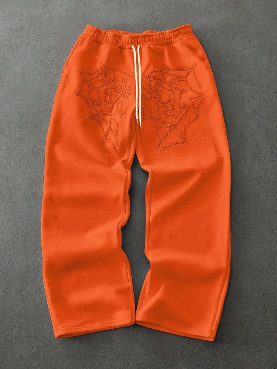 2026 New Trend Men's Loose Pants Pink Heart Spider Web Breathable Quick Drying Hip Hop Street Fashion Trousers for Daily Wear