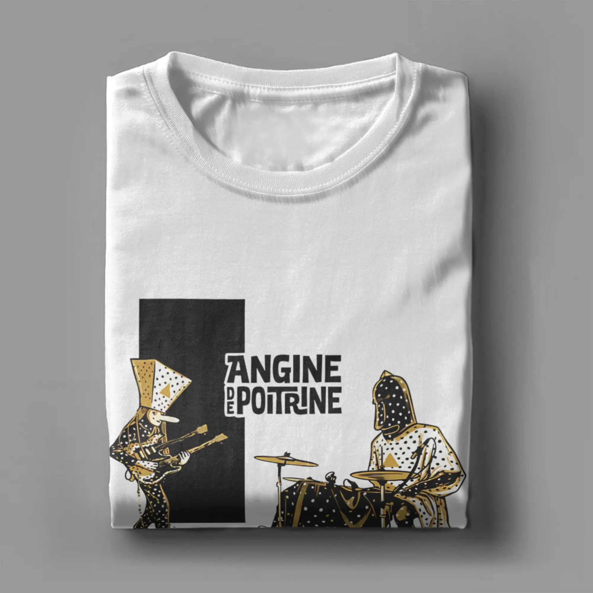Angine De Poitrine T-Shirt for Men Rock Funny 100% Cotton Tee Shirt Round Neck Short Sleeve T Shirt Original Clothing