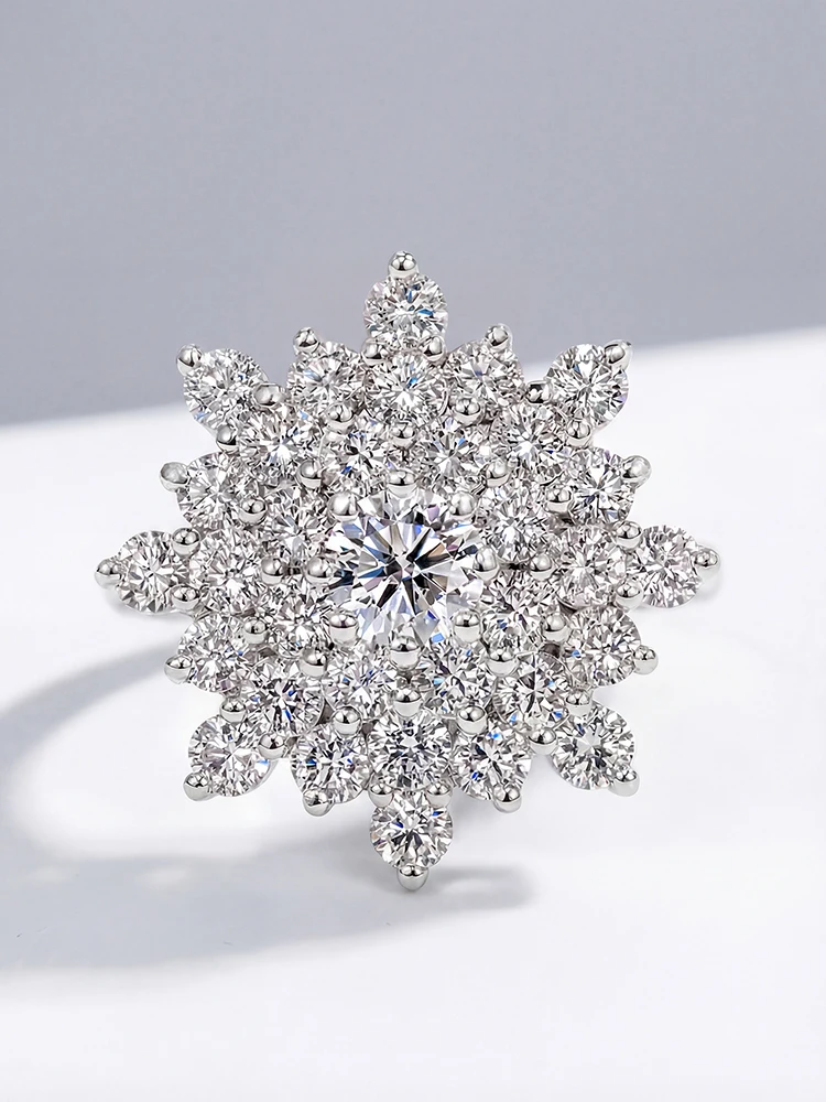 925 Sterling Silver Gorgeous Brilliant Sunflower Zircon Ring For Women Engagement Wedding Luxury High Quality Fine Jewelry