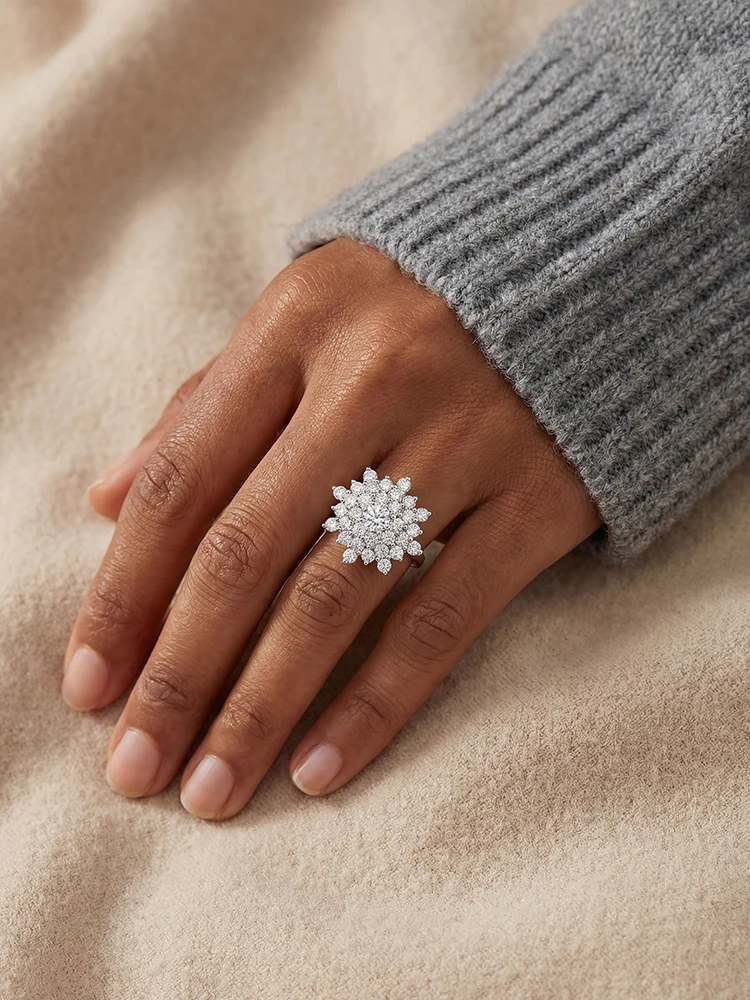 925 Sterling Silver Gorgeous Brilliant Sunflower Zircon Ring For Women Engagement Wedding Luxury High Quality Fine Jewelry