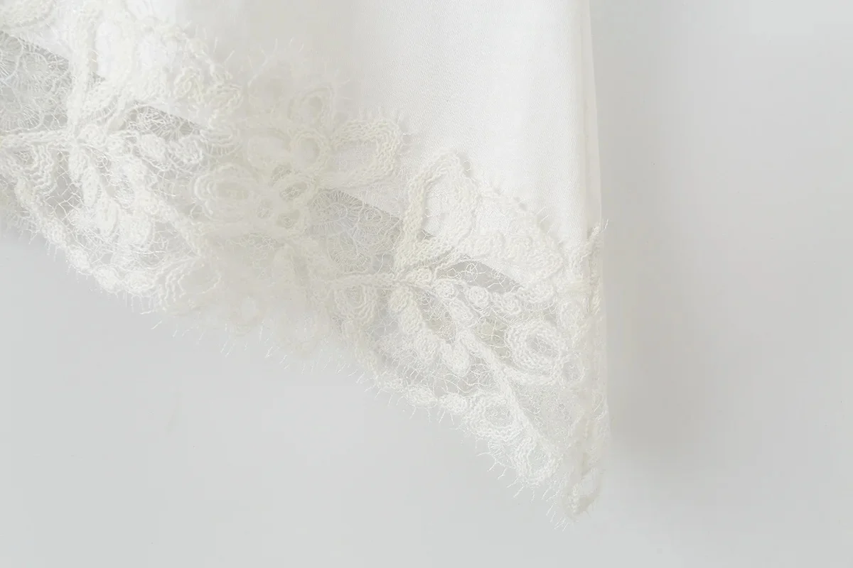 KONDALA Streetwear Casual Chic Women Top Lace Asymmetrical Short Sleeve O-Neck Top Fashion 2026 Summer Spring Holiday ElegantTop