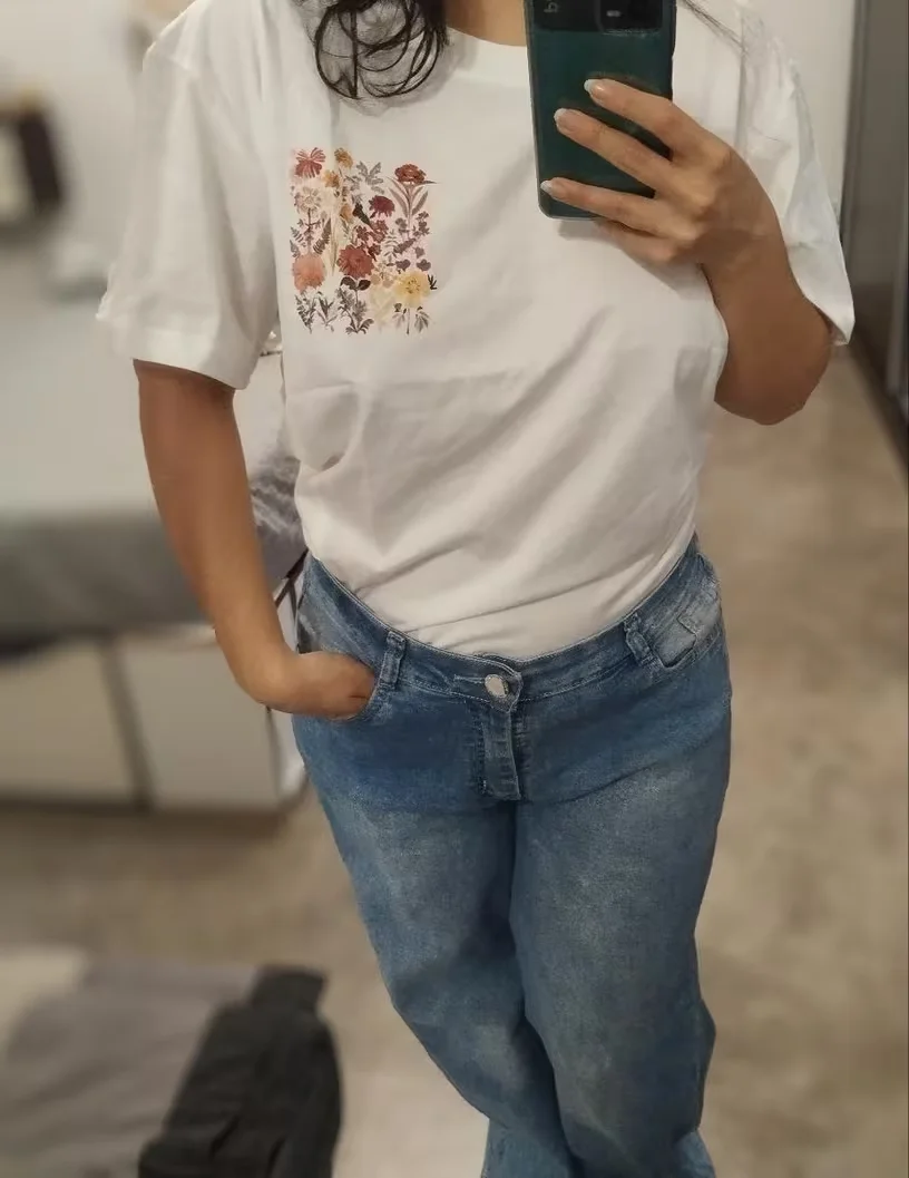 Women's Cotton T-shirt Trend Streetwear Summer Lady Casual Short Sleeve Woman Daily Loose Tops Sun Graphic Shirts Minimalist Tee
