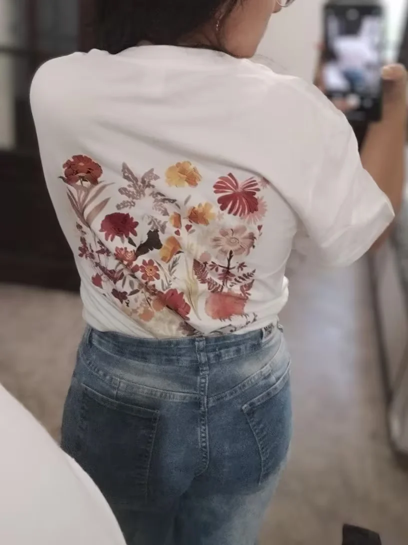 Women's Cotton T-shirt Trend Streetwear Summer Lady Casual Short Sleeve Woman Daily Loose Tops Sun Graphic Shirts Minimalist Tee