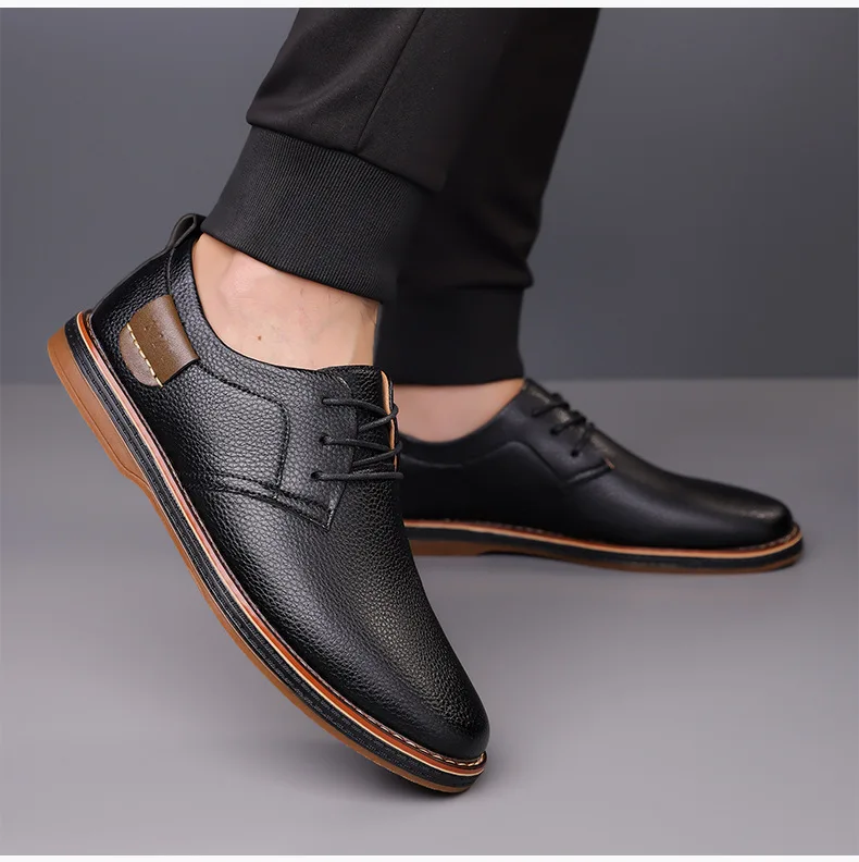 Men's Solid-Color Striped Business Formal Shoe Fashionable And Comfortable Oxford Shoe New Autumn Winter Casual Dress Party Shoe
