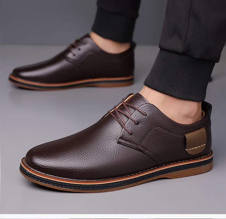 Men's Solid-Color Striped Business Formal Shoe Fashionable And Comfortable Oxford Shoe New Autumn Winter Casual Dress Party Shoe
