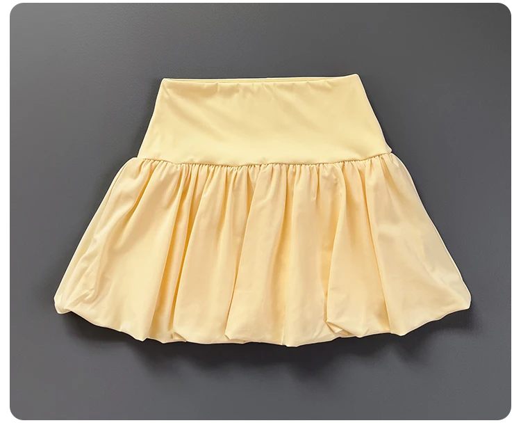 Women High Waist Bubble Hem Tennis Skort Built-in Liner Shorts Quick Dry Soft Breathable Fitness Running Sports Skirt