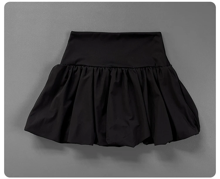 Women High Waist Bubble Hem Tennis Skort Built-in Liner Shorts Quick Dry Soft Breathable Fitness Running Sports Skirt