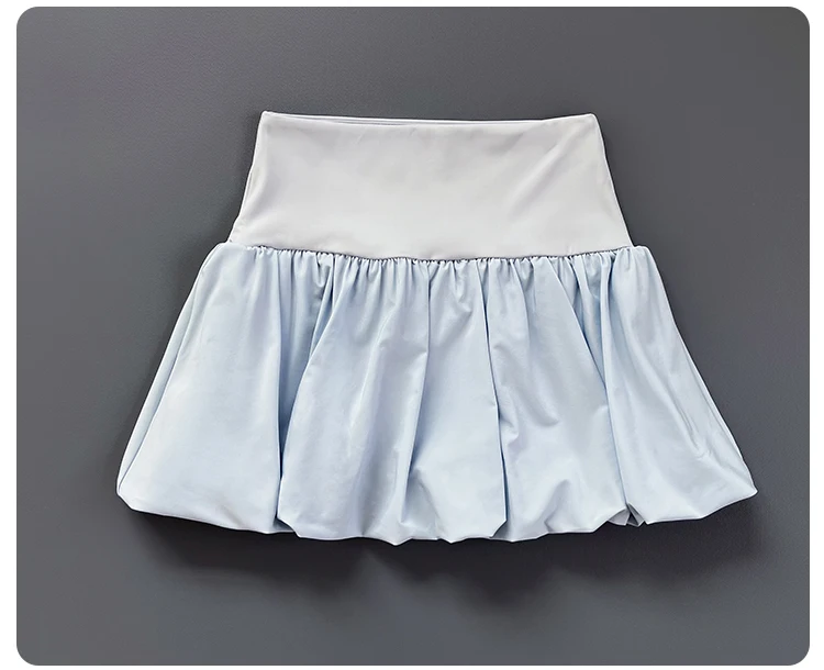 Women High Waist Bubble Hem Tennis Skort Built-in Liner Shorts Quick Dry Soft Breathable Fitness Running Sports Skirt