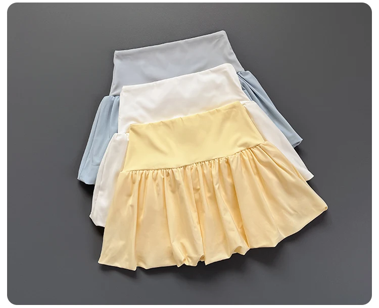Women High Waist Bubble Hem Tennis Skort Built-in Liner Shorts Quick Dry Soft Breathable Fitness Running Sports Skirt