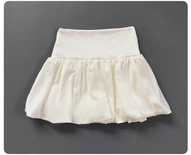 Women High Waist Bubble Hem Tennis Skort Built-in Liner Shorts Quick Dry Soft Breathable Fitness Running Sports Skirt