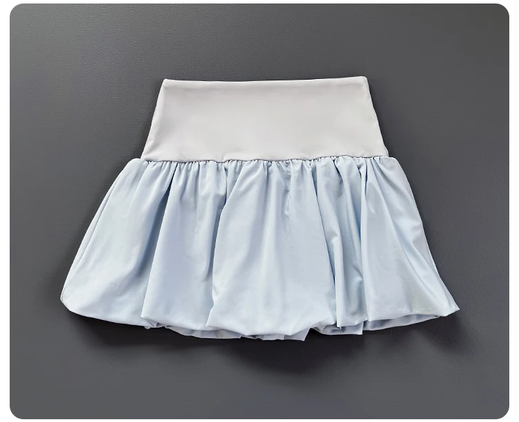 Women High Waist Bubble Hem Tennis Skort Built-in Liner Shorts Quick Dry Soft Breathable Fitness Running Sports Skirt