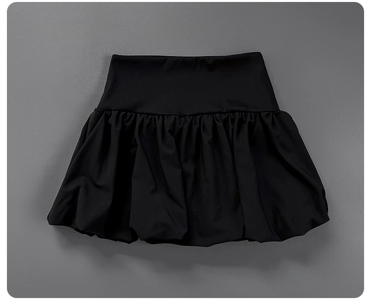 Women High Waist Bubble Hem Tennis Skort Built-in Liner Shorts Quick Dry Soft Breathable Fitness Running Sports Skirt