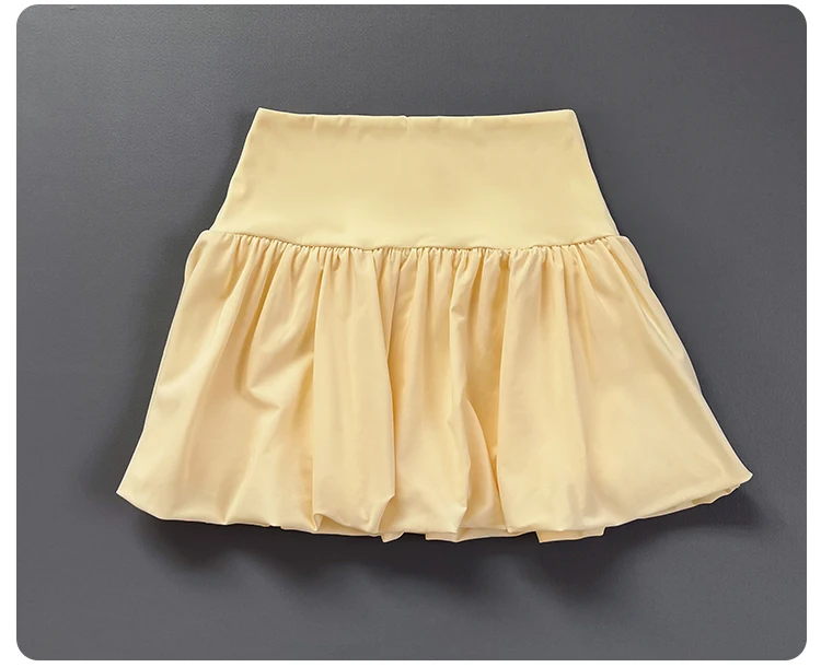 Women High Waist Bubble Hem Tennis Skort Built-in Liner Shorts Quick Dry Soft Breathable Fitness Running Sports Skirt