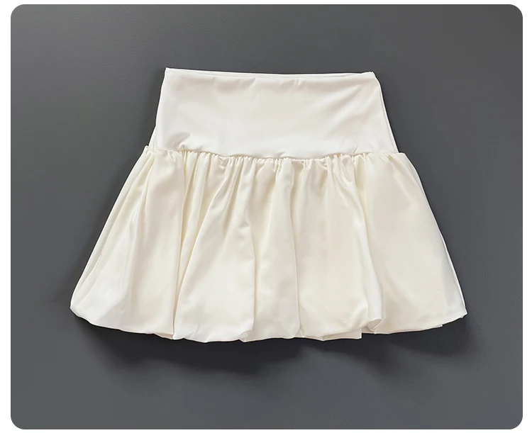 Women High Waist Bubble Hem Tennis Skort Built-in Liner Shorts Quick Dry Soft Breathable Fitness Running Sports Skirt
