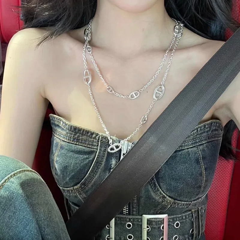 Trendy Multi-Wear Silver Chain Necklace for Women Versatile Waist Belt, Bag Strap and Layered Choker Jewelry