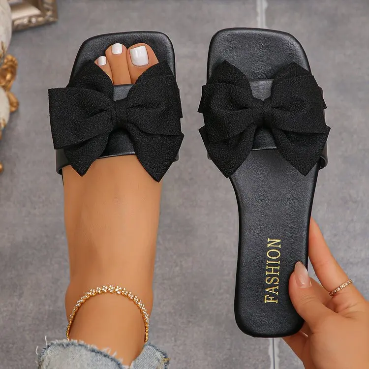 Women Flats Slippers Flat Casual Beach Slippers Summer Fashion Bow Tie Sandals Lightweight Outdoor Shoes for Women Slides Women