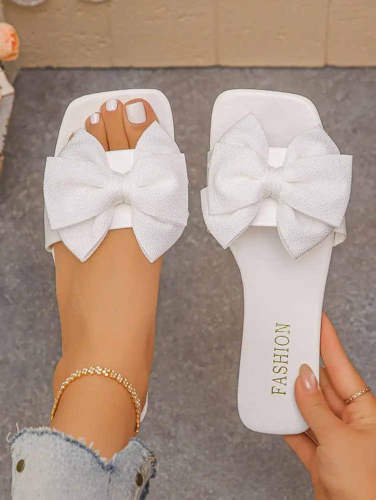 Women Flats Slippers Flat Casual Beach Slippers Summer Fashion Bow Tie Sandals Lightweight Outdoor Shoes for Women Slides Women