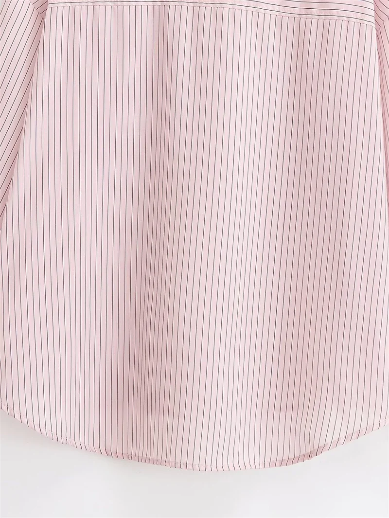 Women's Shirt 2026 Spring New Style Pink Striped Long Sleeve High Neck Single-Breasted Loose Shirt Casual Fashion Unique
