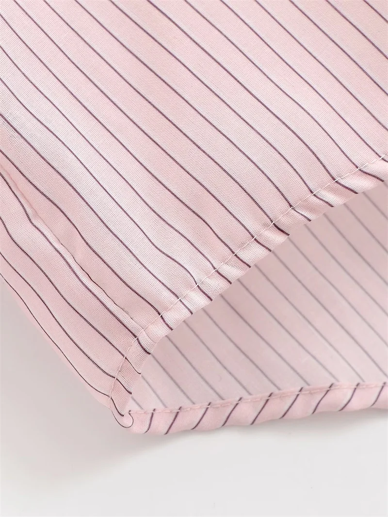 Women's Shirt 2026 Spring New Style Pink Striped Long Sleeve High Neck Single-Breasted Loose Shirt Casual Fashion Unique
