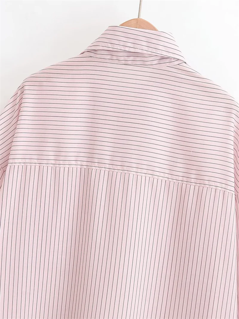 Women's Shirt 2026 Spring New Style Pink Striped Long Sleeve High Neck Single-Breasted Loose Shirt Casual Fashion Unique