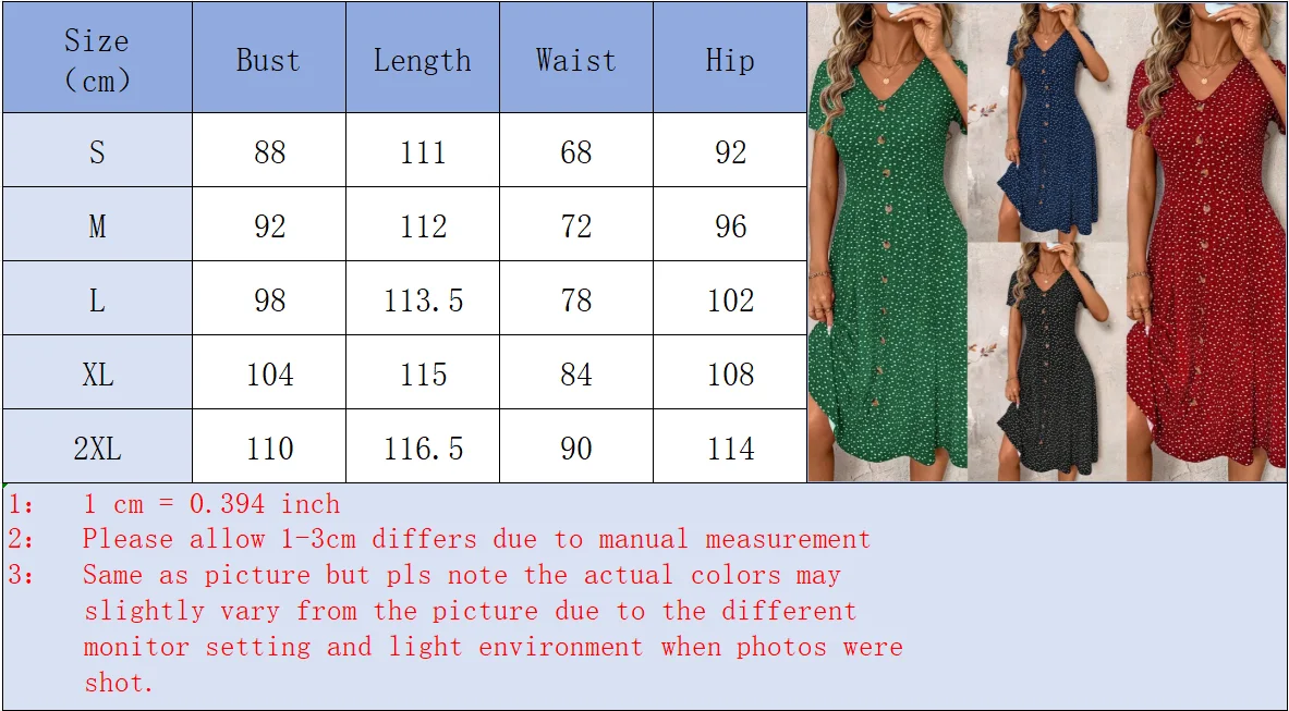 Women's Polka Dot V Neck Midi Dress Casual Button Down Short Sleeve A Line Swing Summer Beach Dress