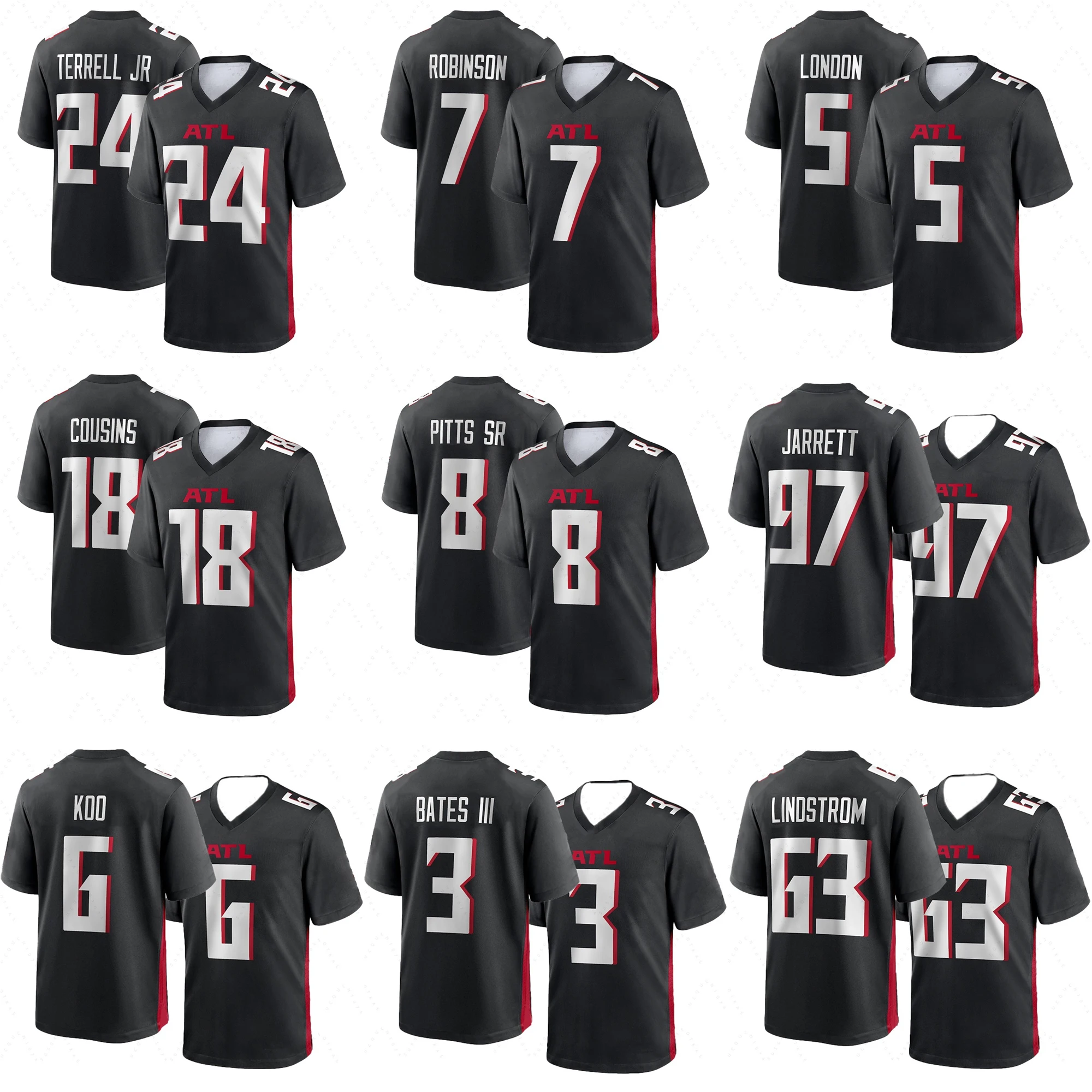 26 Summer Adult Atlanta American Football Jersey Rugby Jersey Sportswear Training Jersey T Shirt Men Women Outdoor Sport T-Shirt