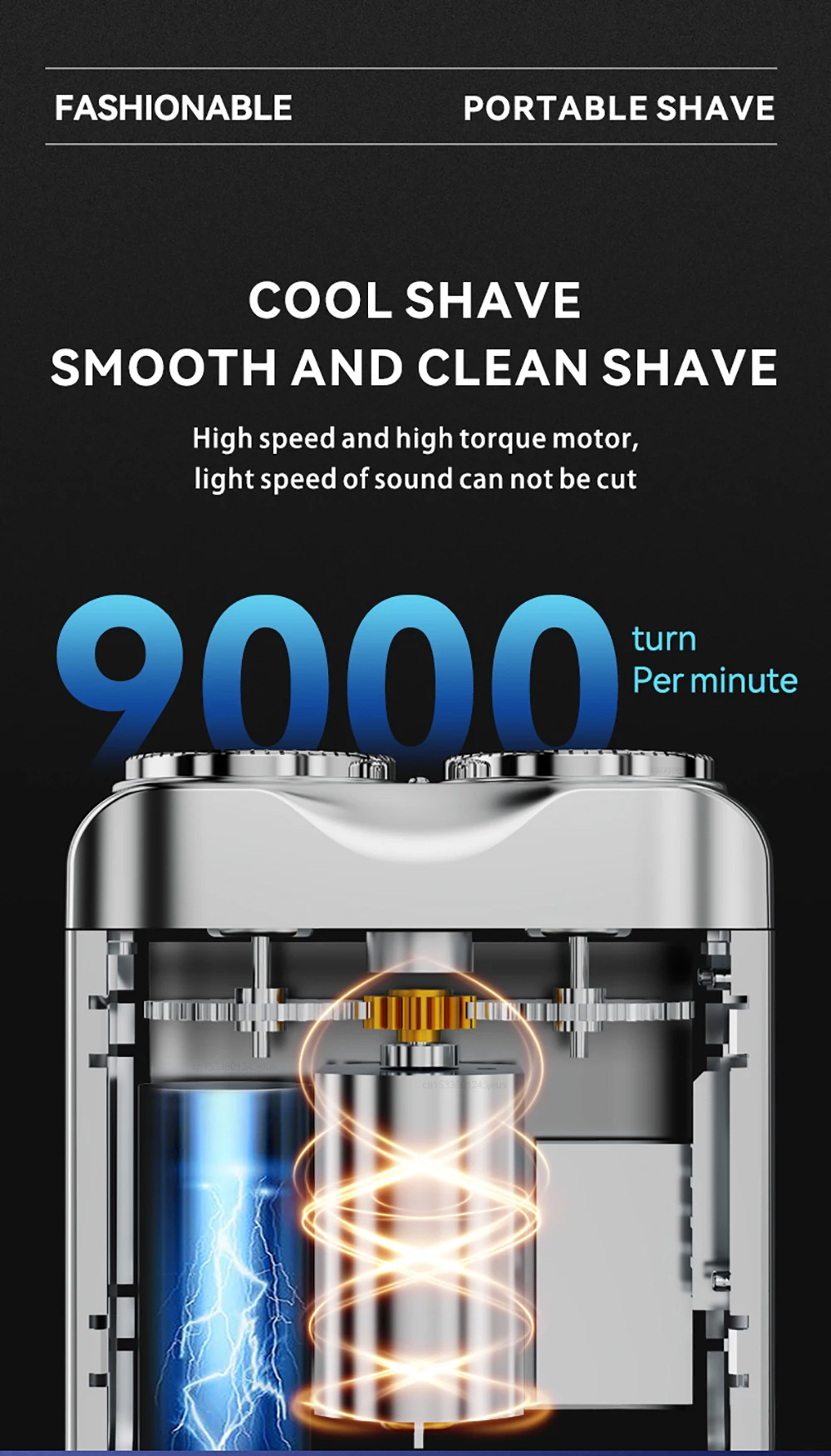 Electric Shaver Men Wet Dry Use Dual Blades Razor USB Rechargeable Mini Portable Face Beard Trimmer for Home Travel