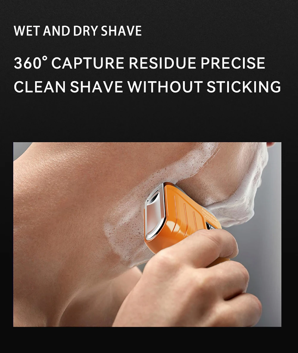 Electric Shaver Men Wet Dry Use Dual Blades Razor USB Rechargeable Mini Portable Face Beard Trimmer for Home Travel
