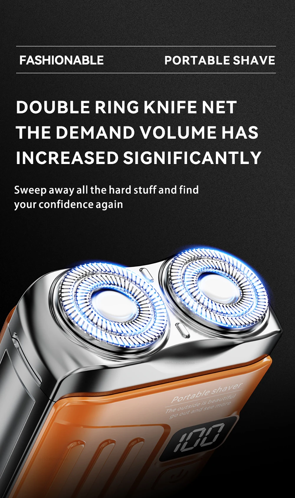 Electric Shaver Men Wet Dry Use Dual Blades Razor USB Rechargeable Mini Portable Face Beard Trimmer for Home Travel