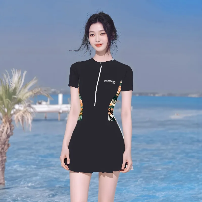 Swimsuit Women's One-piece Swimsuit New Cover Belly Slimming Conservative Hot Spring Swimming Pool Special Sports Swimsuit